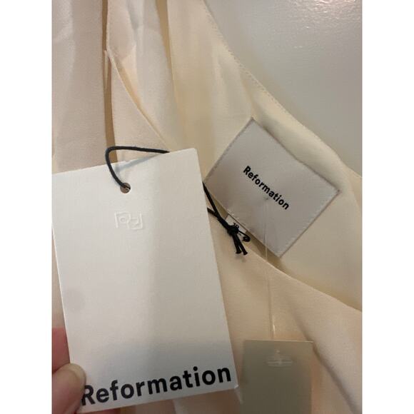 Reformation Rossi Ivory Asymmetrical Mini Dress NWT Size 10 - Picture 8 of 10